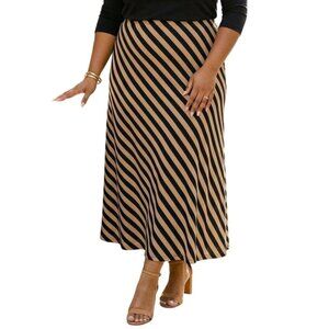 Jaclyn Smith Size Large Skirt Maxi Diagonal Stripe Elastic Waist Swing Style